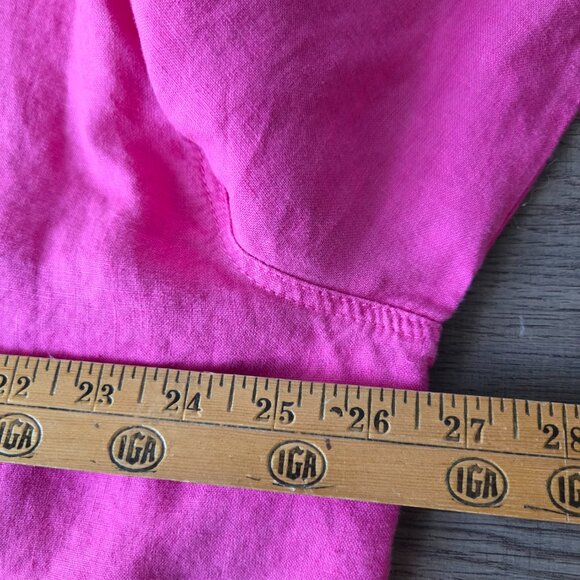 EUC ZARA PINK SEMI CROPPED BUTTON DOWN 100% LINEN SHIRT SIZE XXL WMN - Picture 15 of 16
